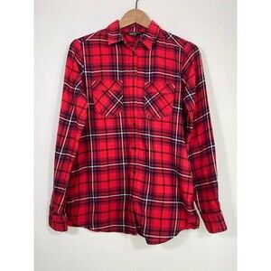 Express Red Plaid Button Down Shirt Flannel Style Cotton Small